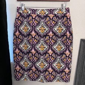 J. Crew The Pencil Skirt Damask Pattern Skirt Women's 0